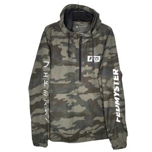 Meta Threads Fedmyster Nylon Camo Windbreaker Jacket Quarter Zip Size Large
